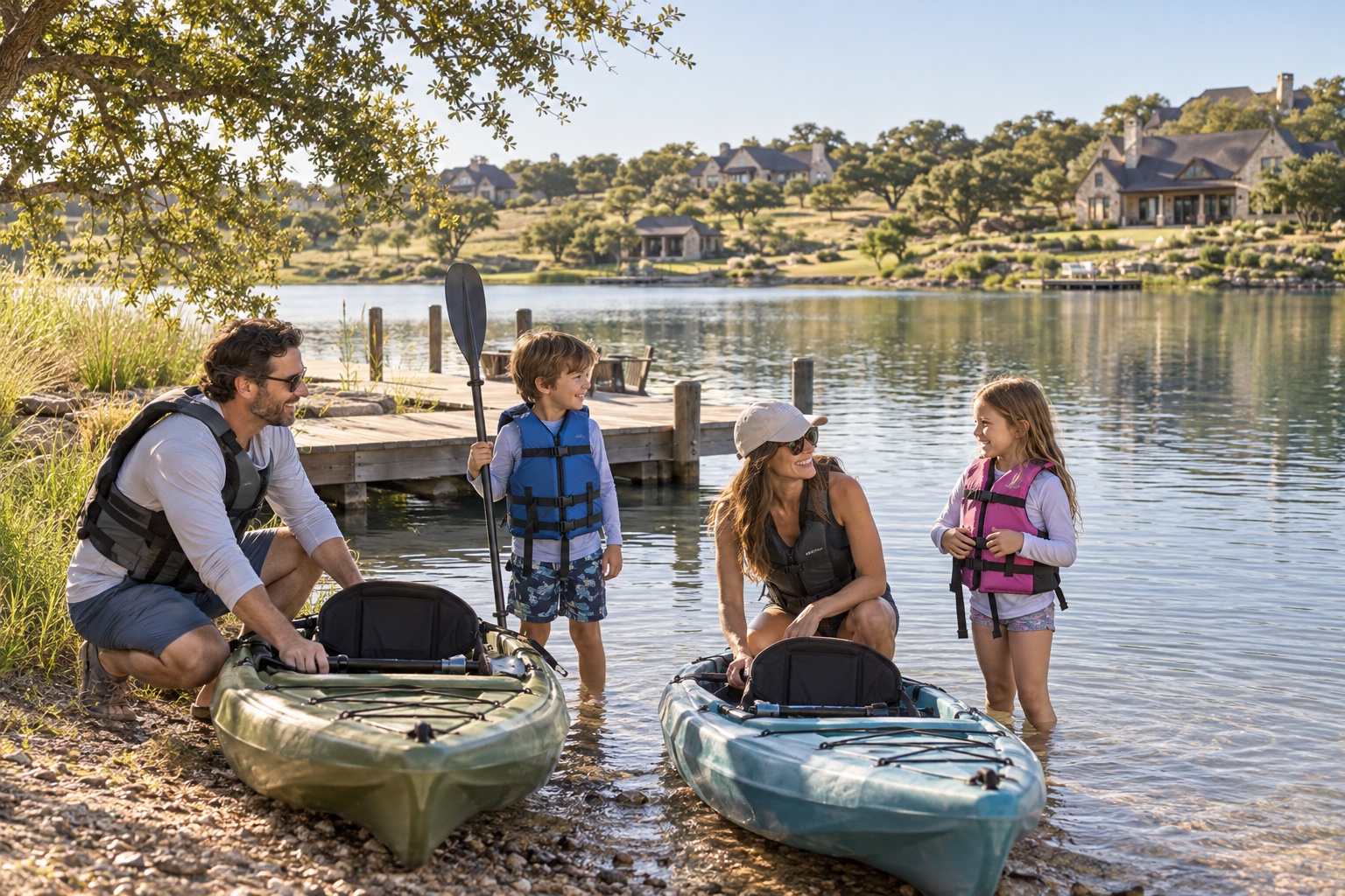 Family on the lake